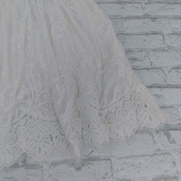 Free People Dress Womens 4 Ivory White Verushka Halter Neck Sleeveless Lace Mini - Picture 3 of 14